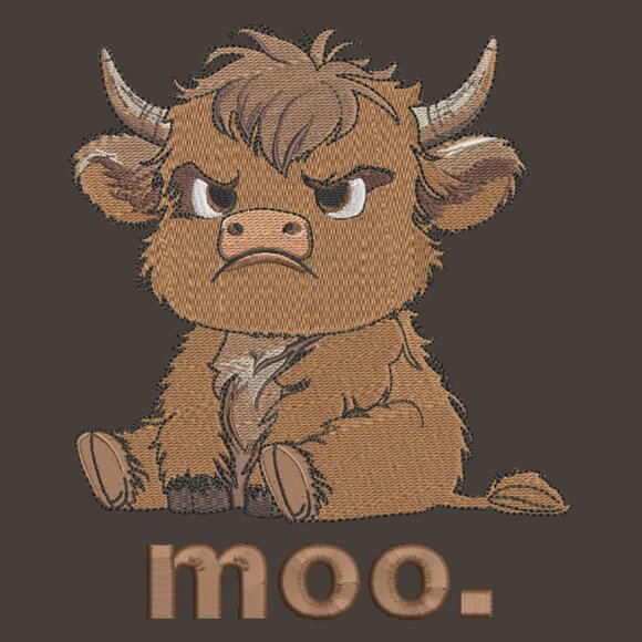 Grumpy Highland Cow Embroidered Adult Unisex Crewneck Sweatshirt - Picture 1 of 16